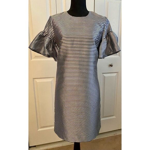 Banana Republic Striped Ruffle Sleeve Dress SZ 2 - Picture 4 of 7